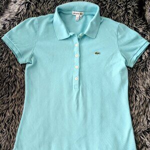 Lacoste light blue fitted button-down polo shirt